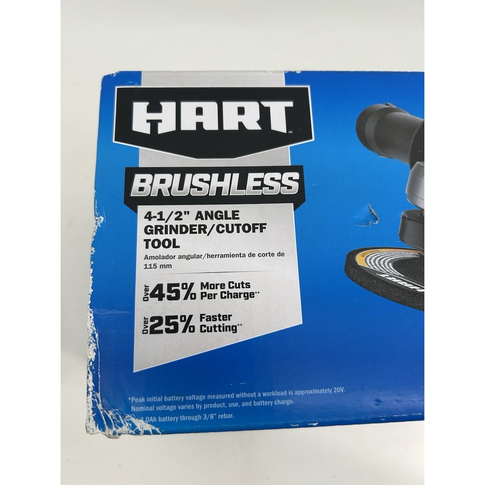 HART 20V Brushless 4-1/2" Cordless Angle Grinder /Cutoff Tool (HPAG25) TOOL ONLY